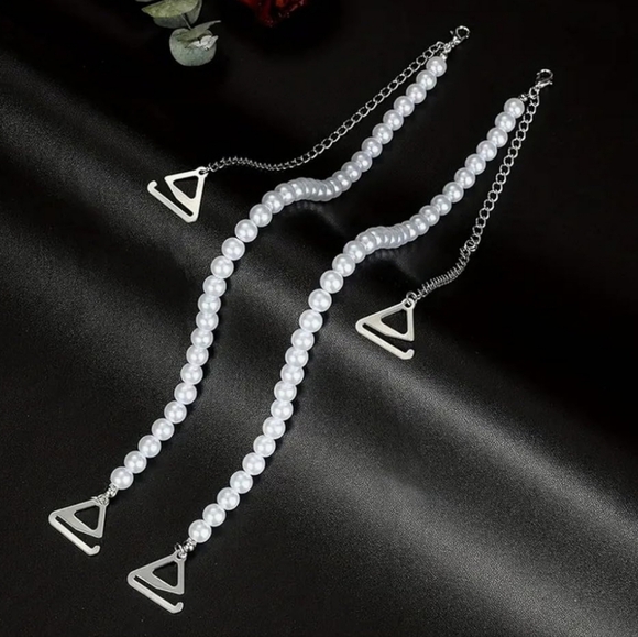 Pearl Shoulder Chain Pearl Faux & Silver Tone Strap Exchange - Picture 1 of 4